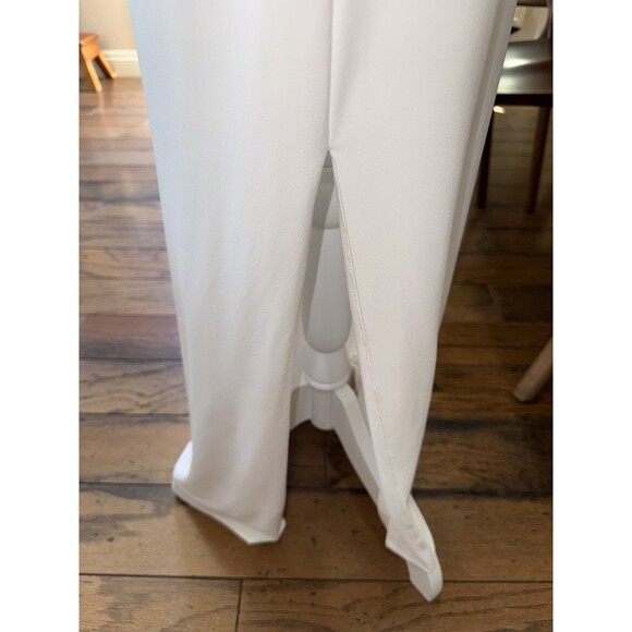 Lauren Ralph Lauren White Ruched One Shoulder Gown Crystal Brooch 2P Petite - Picture 8 of 15